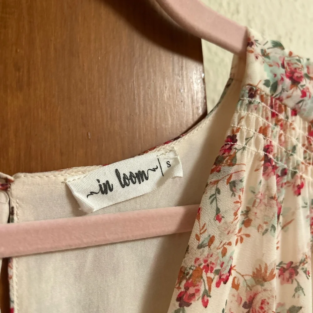 In Bloom Cream and Pink Floral Midi Dress - Picture 3 of 5